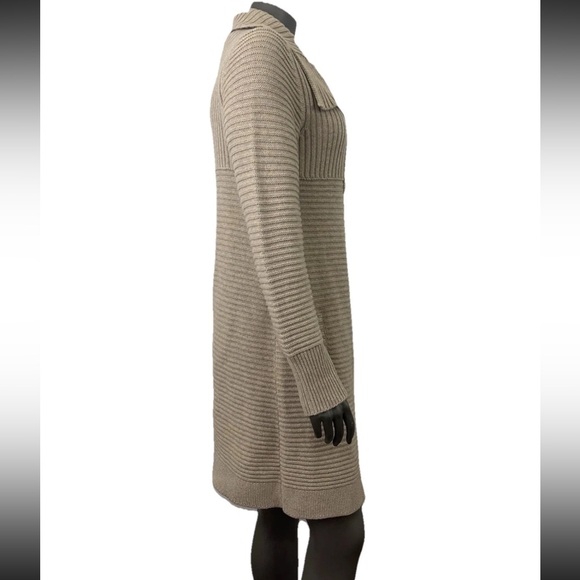 Mantovani Studio 100% Cashmere sweater Duster M Tan Beige Italian Italy Ribbed - Picture 2 of 15